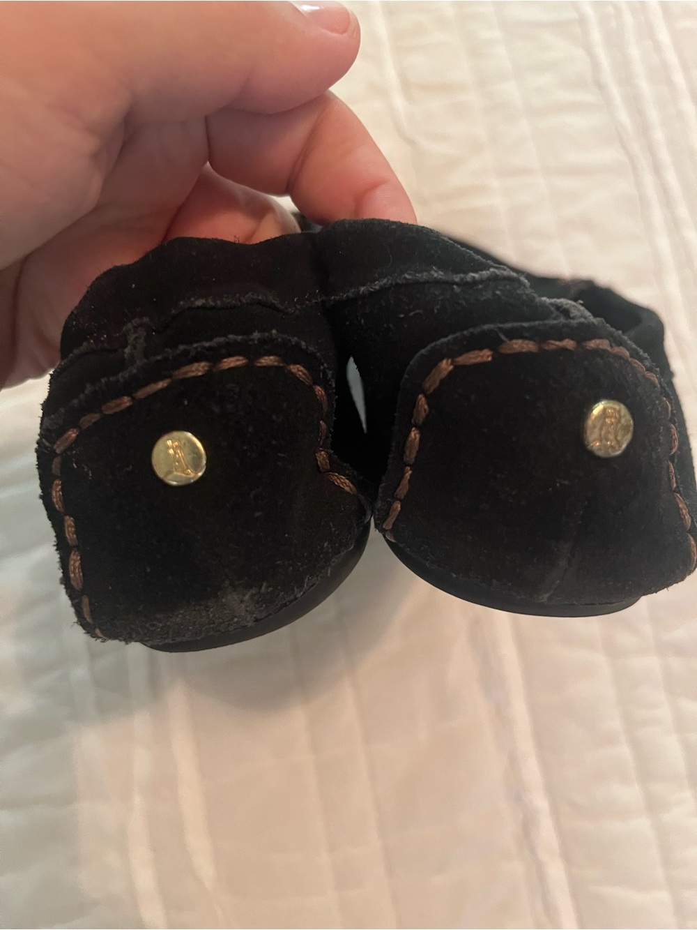 Lands End Black Suede Loafer Mocassins Size 8 FLAWED - Picture 5 of 5
